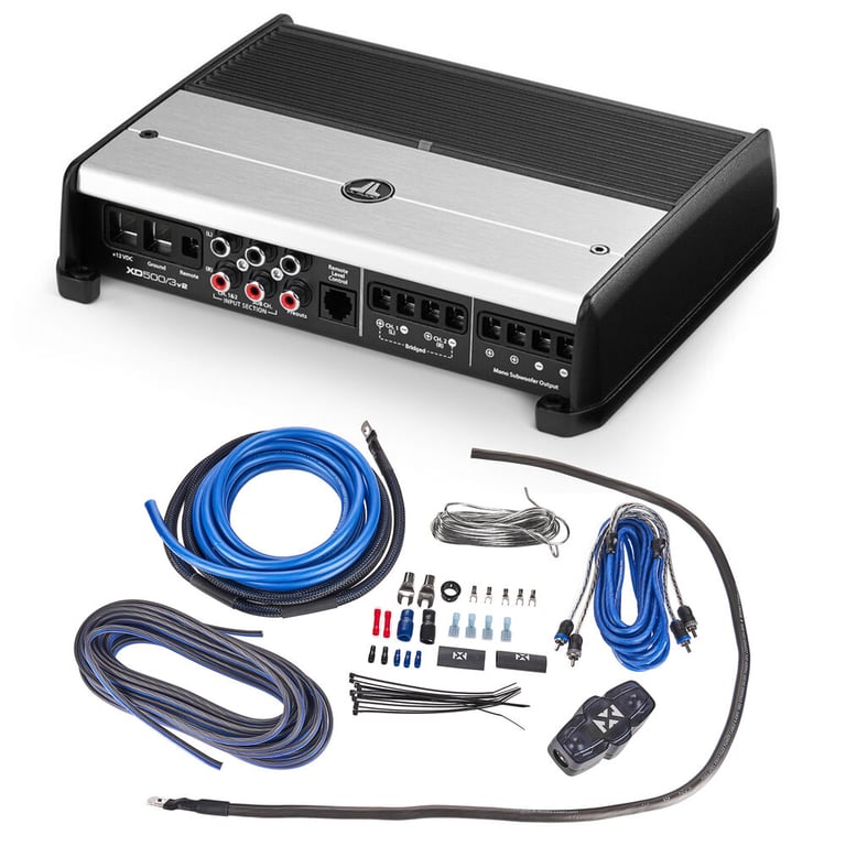 JL Audio XD500/3v2 Amplifier + High Quality NVX Amp Kit Image 1
