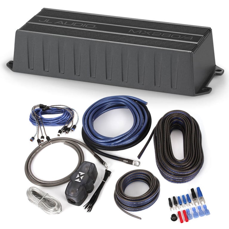JL Audio MX280/4 Amplifier with Amplifier Wiring Kit Image 1
