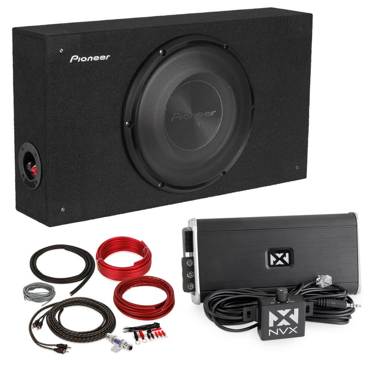 Pioneer TS-A2500LB Loaded Enclosure + NVX Monoblock + 8 Gauge Amp Kit Image 1
