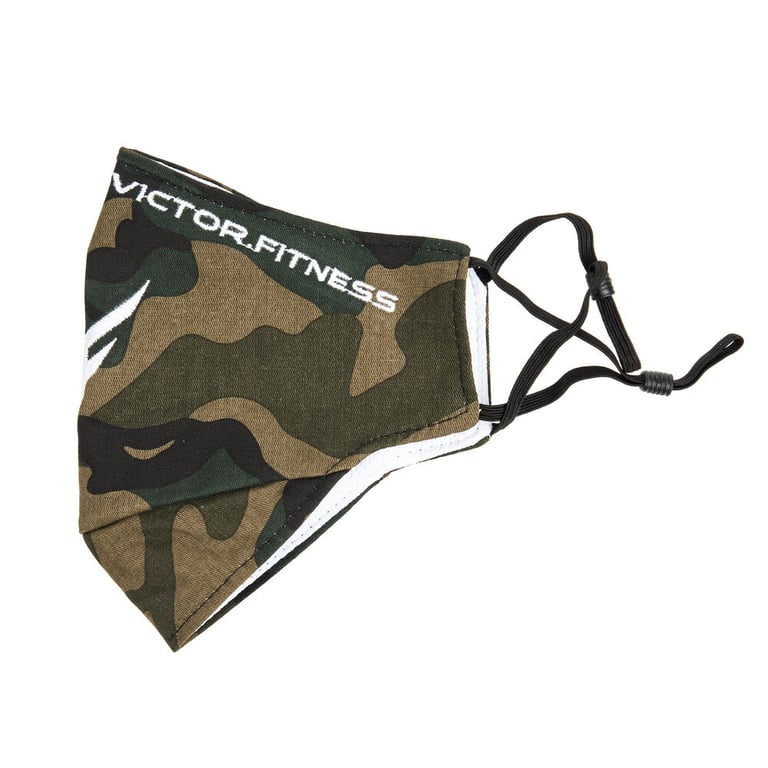 (10-Count) Victor Fitness VM25WC Green-Brown Camo Reusable Cloth Face Mask Image 6