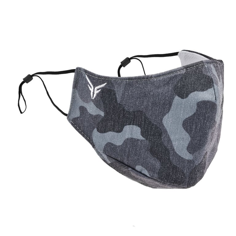 (10-Count)Victor Fitness VM25BKC Black & Dark Gray Camo Cloth Reusable Face Mask Image 2