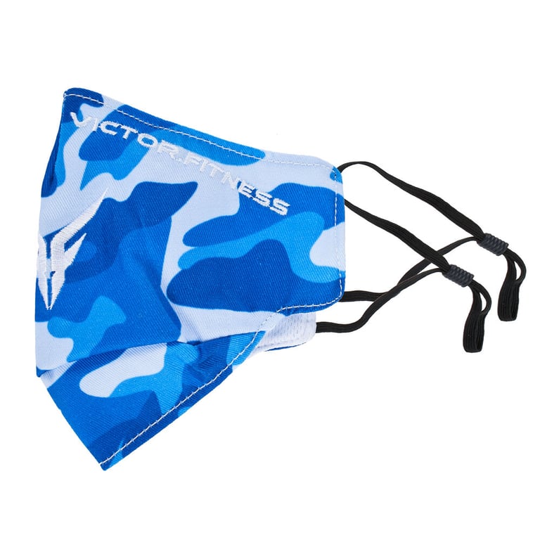 (3-Count) Victor Fitness VM25BL Blue Camo Cloth Reusable Face Masks Image 2