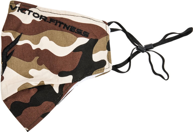 (5-Count) Victor Fitness VM25BB Brown Camo Cloth Reusable Face Mask + 10 Filters Image 4