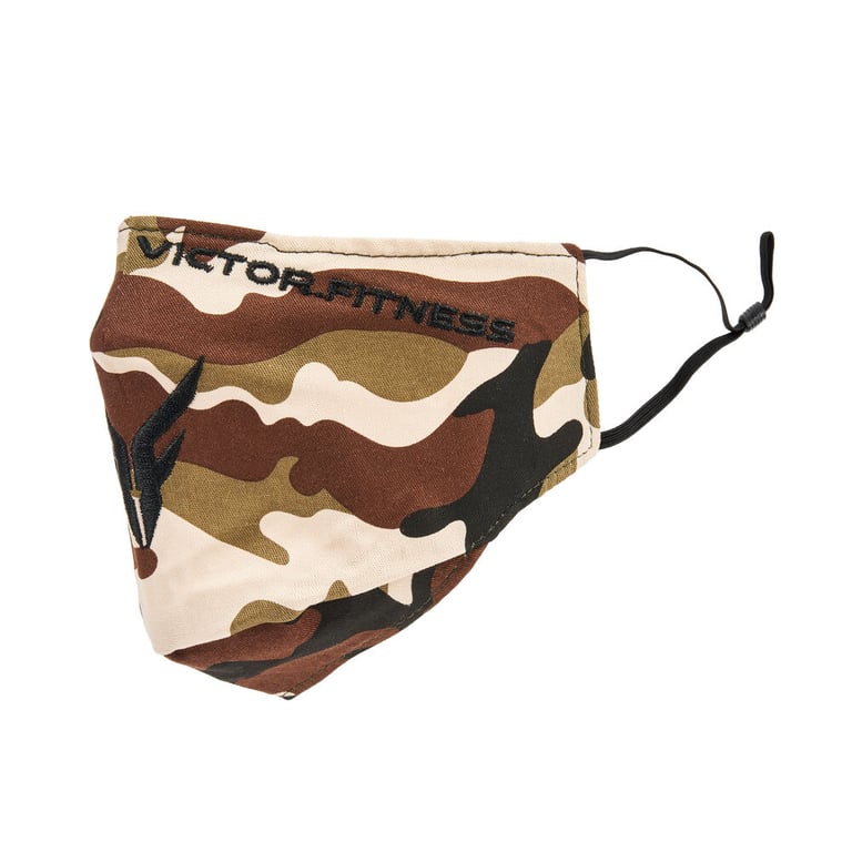 (5-Count) Victor Fitness VM25BB Brown Camo Cloth Reusable Face Mask + 10 Filters Image 2