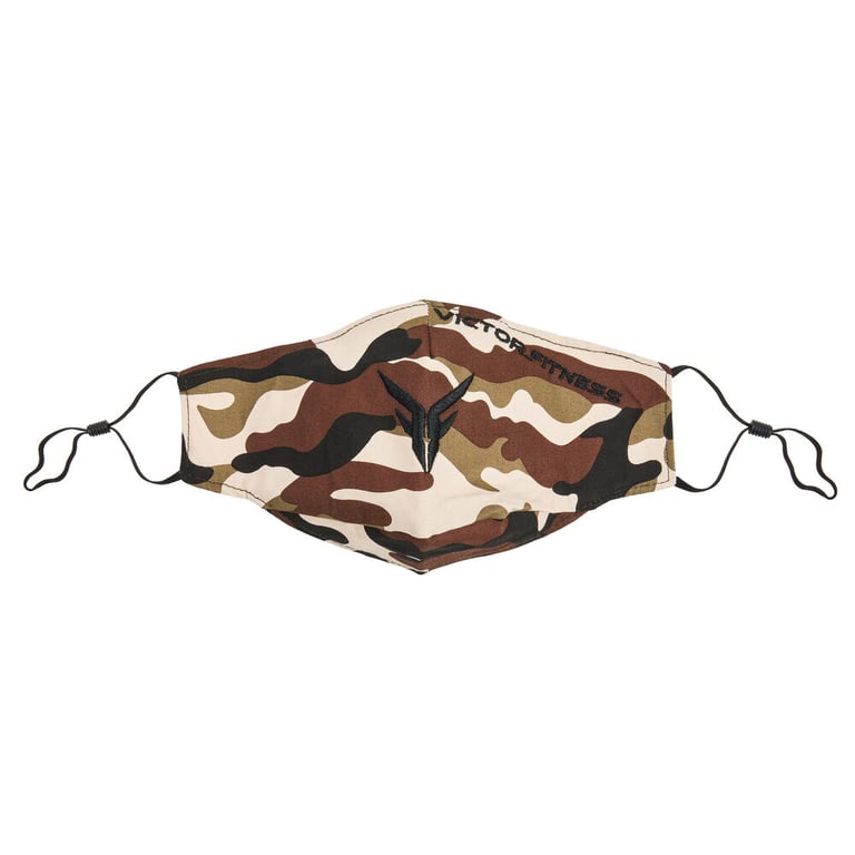 (5-Count) Victor Fitness VM25BB Brown Camo Cloth Reusable Face Mask + 10 Filters Image 3