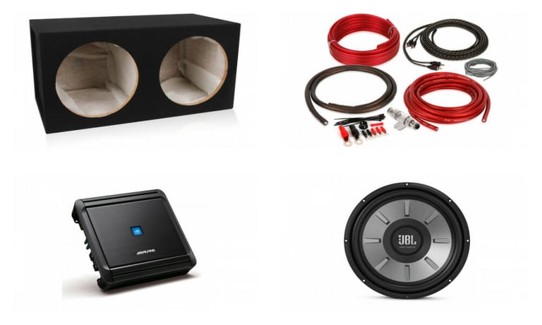 (2) JBL Stage 1210 Subwoofers + MRVM500 Amplifier + Sealed Enclosure Image 1