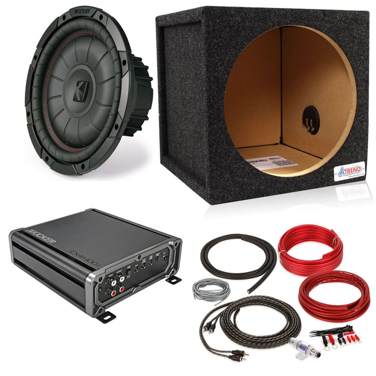 Kicker 43CVT122 with Sealed Box + Amplifier + Amp Kit Image 1