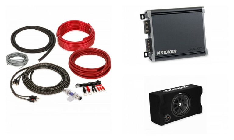 Kicker 48CDF104 + Kicker CXA400.1 (46CXA4001) + 8 Gauge Amp Wiring Kit Image 1