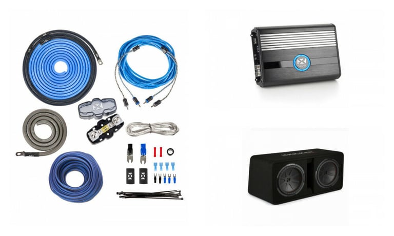 Kicker 48DCWR122 + NVX BDA7501 Amplifier + 4 Gauge Amp Wiring Kit Image 1