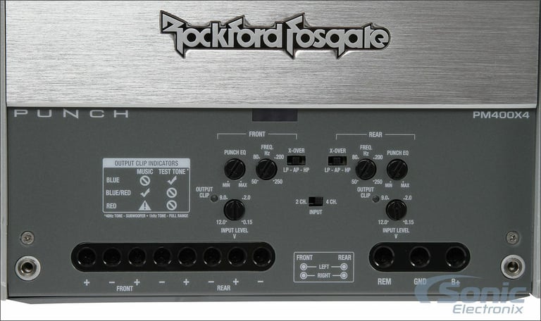 Rockford Fosgate PM400X4 + NVX XFLOC4 Line-Output-Converter + Amp Kit Image 19