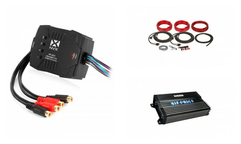 Hifonics A1200.4D + NVX XFLOC4 Line-Output-Converter + Amp kit Image 1