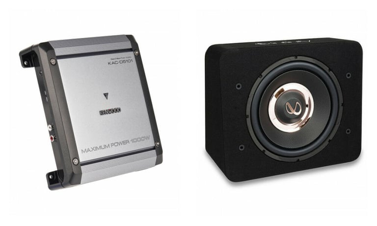 Infinity PRIMUS 1270B Sealed Enclosure + Kenwood KAC-D5101 Amplifier + Amp Kit Image 1
