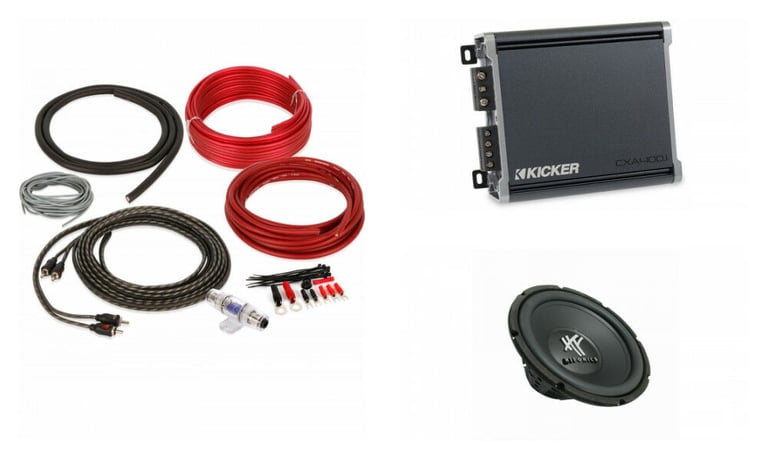 Hifonics HFX12D4BK + Kicker 46CXA4001 + 8 Gauge Amp Kit Image 1