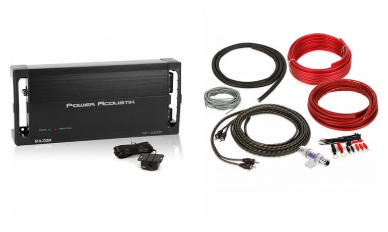Power Acoustik RZ1-2300D + Belva 8 Gauge Amp Wiring Kit Image 1