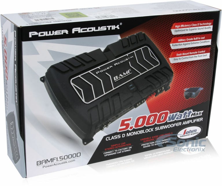 Power Acoustik BAMF1-5000D + Belva 1/0 Gauge Amp Wiring Kit Image 19