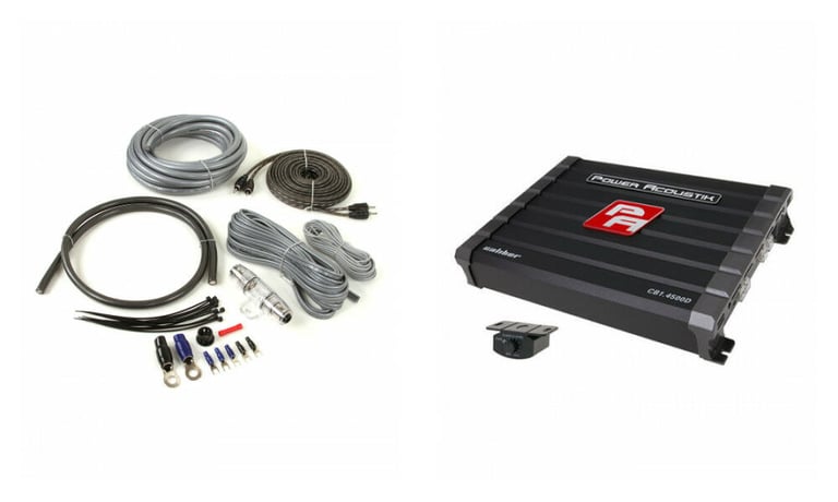 Power Acoustik CB1-4500D + Belva 4 Gauge Amp Wiring Kit Image 1