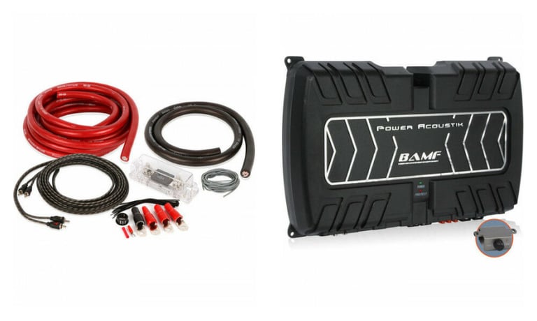 Power Acoustik BAMF1-5000D + Belva 1/0 Gauge Amp Wiring Kit Image 1