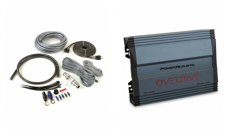 Power Acoustik OD1-1500 + Belva 4 Gauge Amp Wiring Kit Image 1