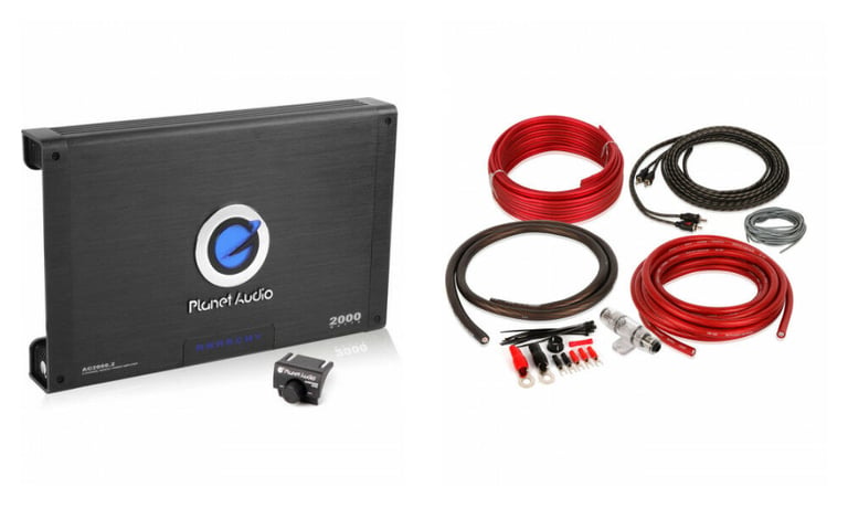 Planet Audio AC2000.2 Amplifier + Belva 4 Gauge Amp Kit Image 1