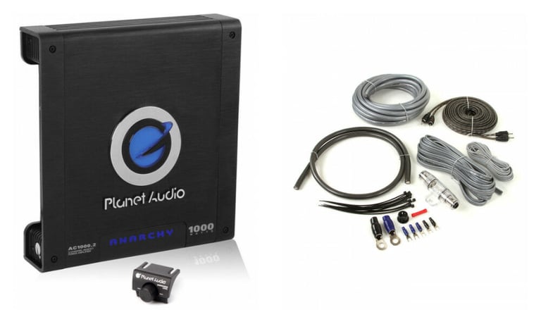 Planet Audio AC1000.2 + Belva 4 Gauge Amp Wiring Kit Image 1