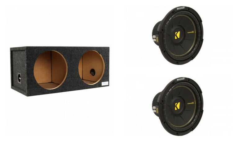 (2) Kicker CompC CWCD124 (44CWCD124) + 12" Sealed Dual Subwoofer Enclosure Image 1