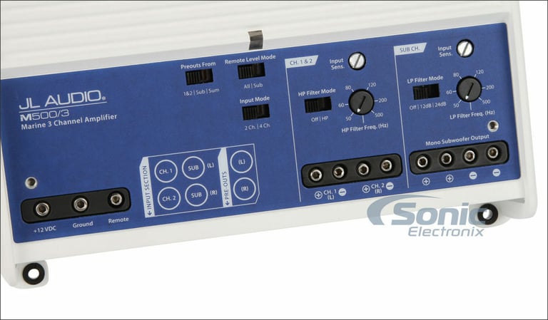 JL Audio M500/3 Amplifier + Free Premium NVX 8 Gauge Amp Wiring Kit Image 5