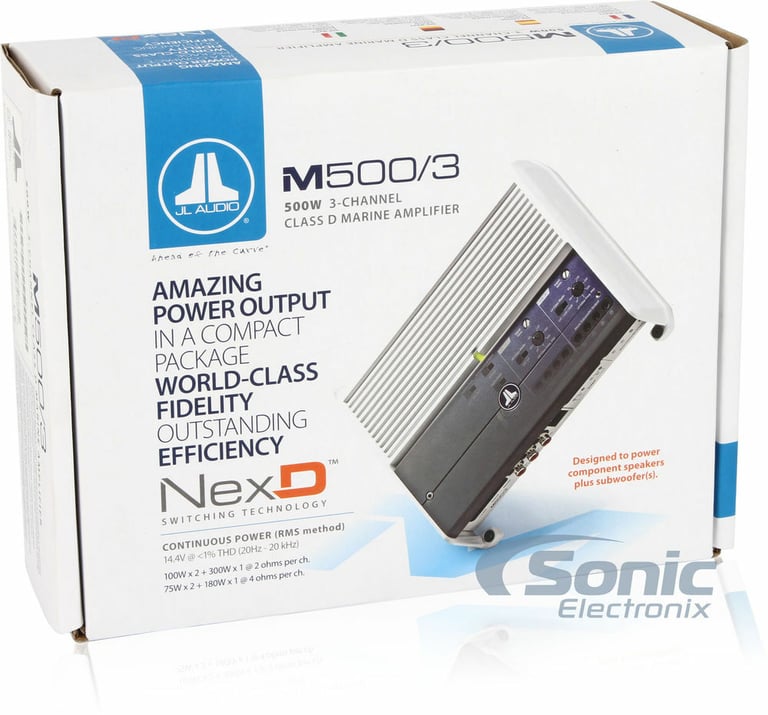 JL Audio M500/3 Amplifier + Free Premium NVX 8 Gauge Amp Wiring Kit Image 8