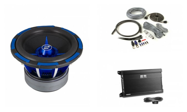 Power Acoustik MOFO-122X Sub + Belva 4000W BXD3K Amplifier + 4 Gauge Amp Kit Image 1