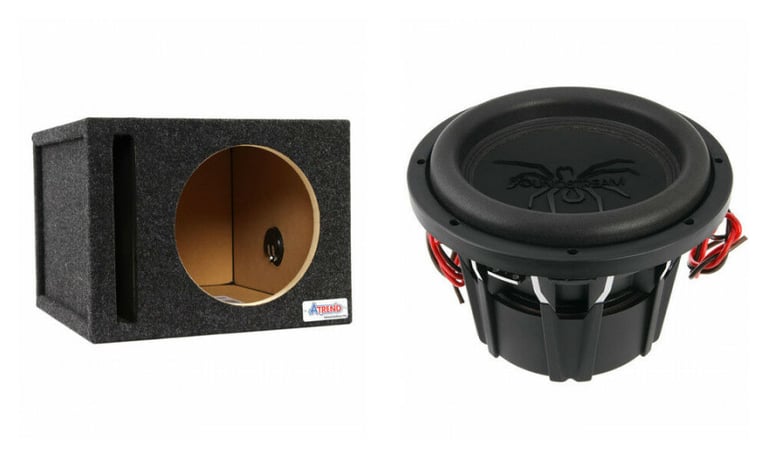 Soundstream T5.104 Subwoofer + Atrend 10" Vented Subwoofer Enclosure Image 1