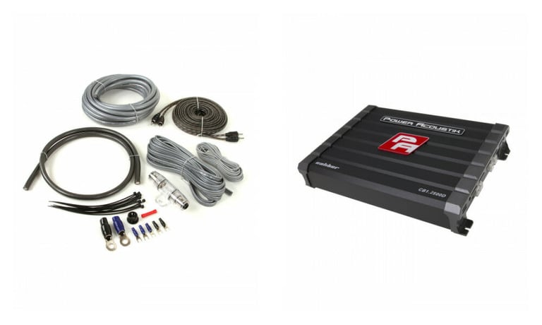 Power Acoustik CB1-2500D Amplifier + Belva 4 Gauge Amp Wiring Kit Image 1
