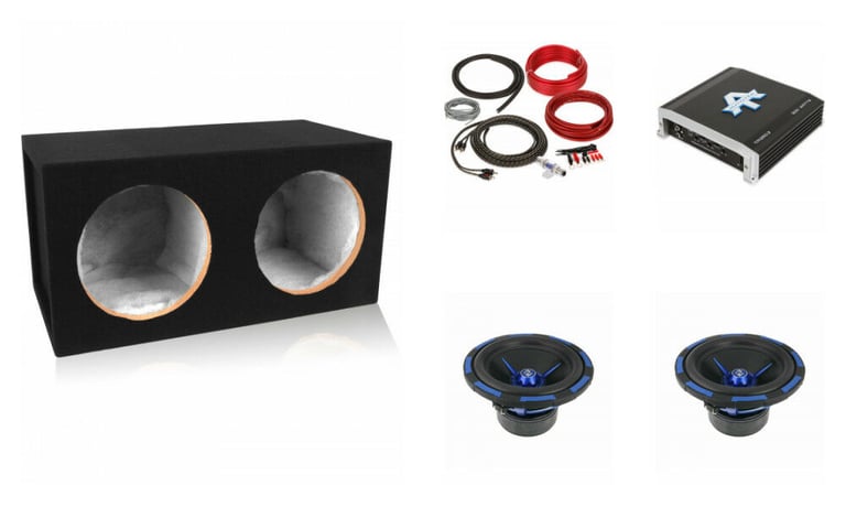 (2) Power Acoustik MOFOS-10D2 + Autotek TA12502 + Amp Kit and Enclosure Image 1
