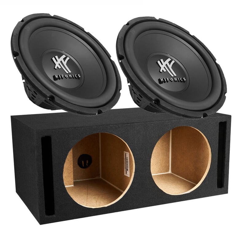 Hifonics HFX12D4BK Subwoofer + NVX XMDFP122 Ported Dual 12" Subwoofer Enclosure Image 1