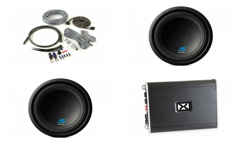 NVX VAD8402 Amplifier + (2) Alpine S-W10D2 Subwoofers + Amp Kit Image 1