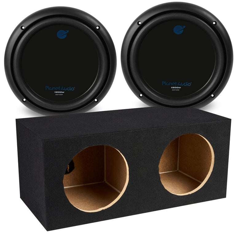 (2) Planet Audio AC10D Subwoofers + NVX Sealed Dual 10" Enclosure Image 1