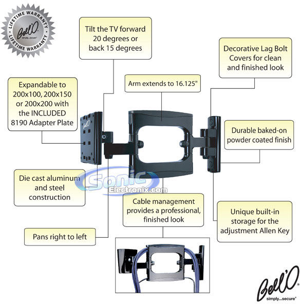 Bell'O Flat Panel Wall Mount 8170DB Image 2