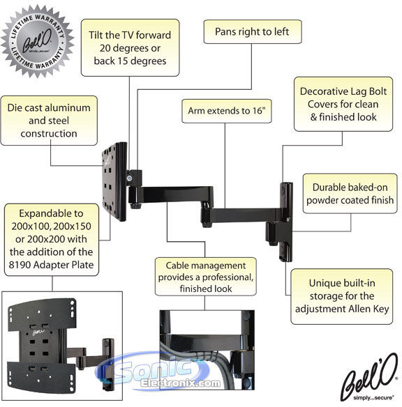 Bell'O Flat Panel Wall Mount 8265DB Image 4