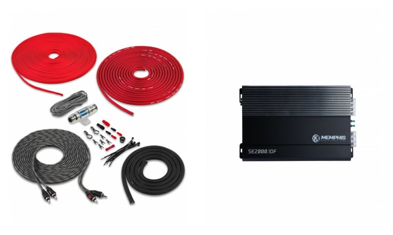 Memphis SE2000.1DF + Belva BAK82 8 Gauge Amp Wiring Kit Image 1