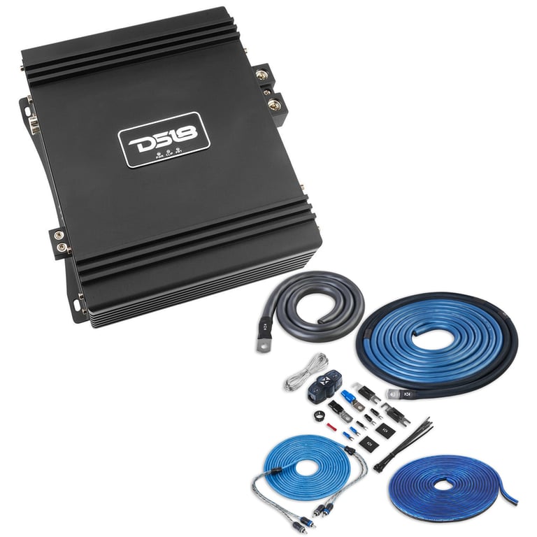 DS18 GFX-3K1 + Premium NVX XKIT02 1/0 Gauge Amp Wiring Kit Image 1