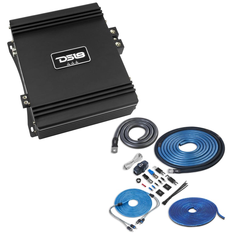 DS18 GFX-3K2 + Premium NVX XKIT02 1/0 Gauge Amp Wiring Kit Image 1