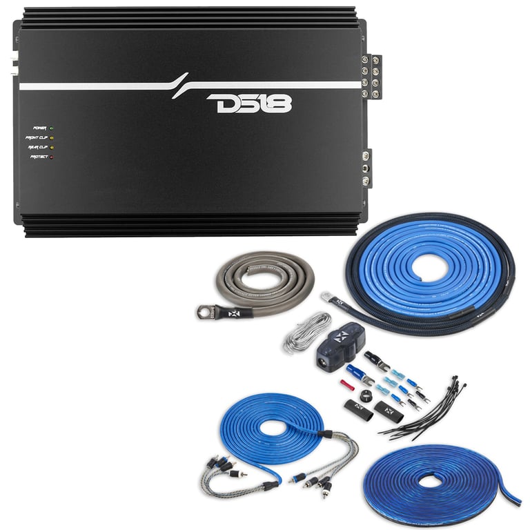 DS18 EXL-P1200X4 with NVX 4 Gauge Amp Kit Image 1