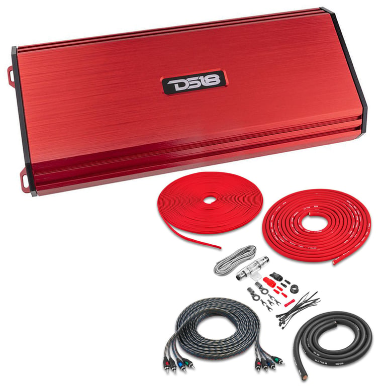 DS18 S-1800.4/RD + Belva BAK44 4 Gauge Amp Wiring Kit Image 1