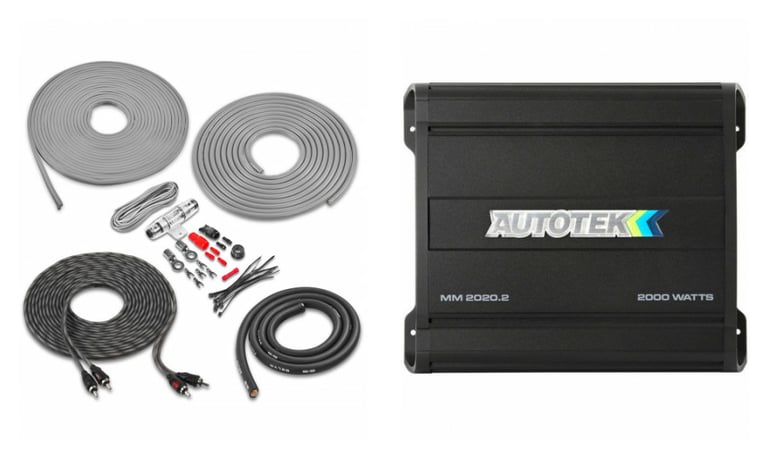 Autotek MM2020.2 + Belva 4 Gauge Amp Kit Image 1