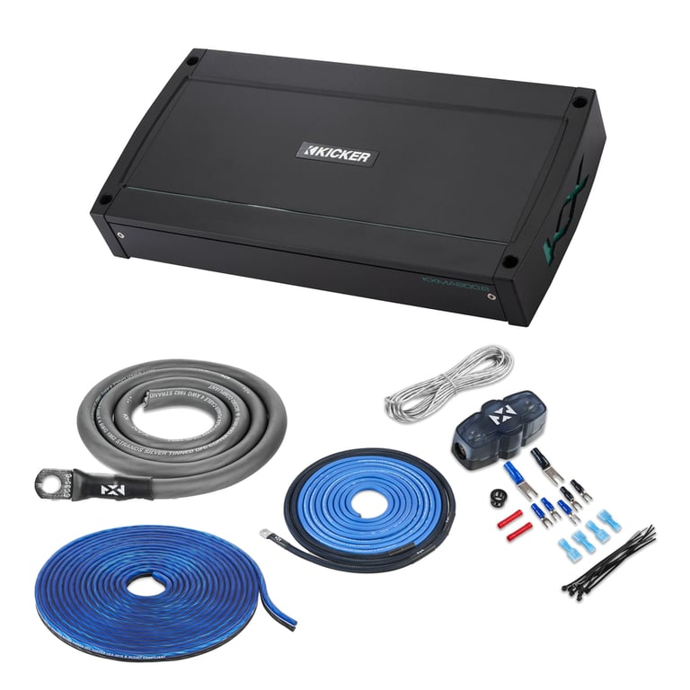Kicker KXMA800.8 (48KXMA8008) + NVX XAPK4 4 Gauge Power Wiring Kit Image 1