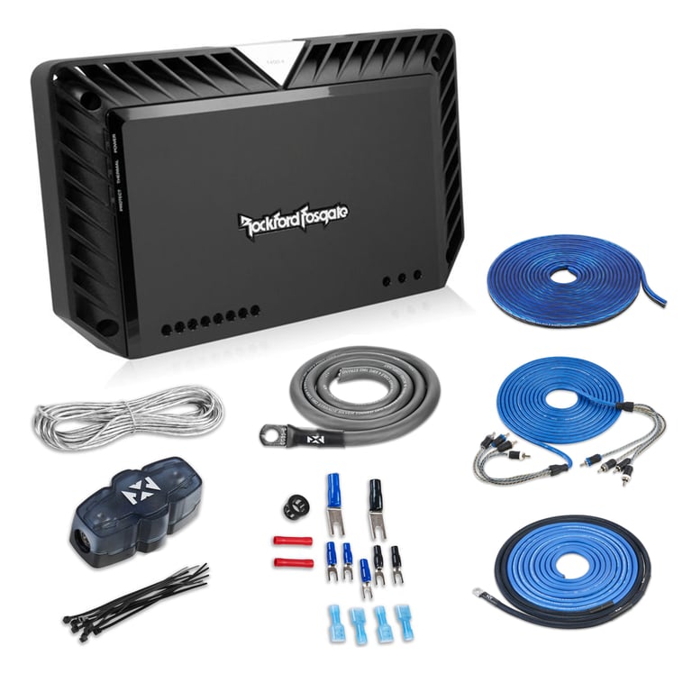 Rockford Fosgate Power T400-4 + NVX XKIT44 4 Gauge Amp Wiring Kit Image 1