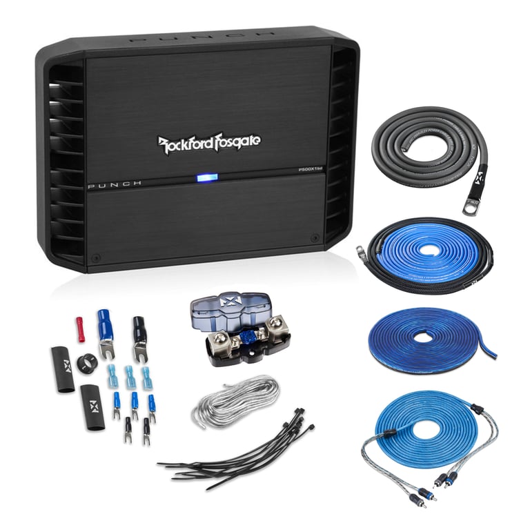 Rockford Fosgate Punch P500X1BD with Amplifier Wiring Kit Image 1