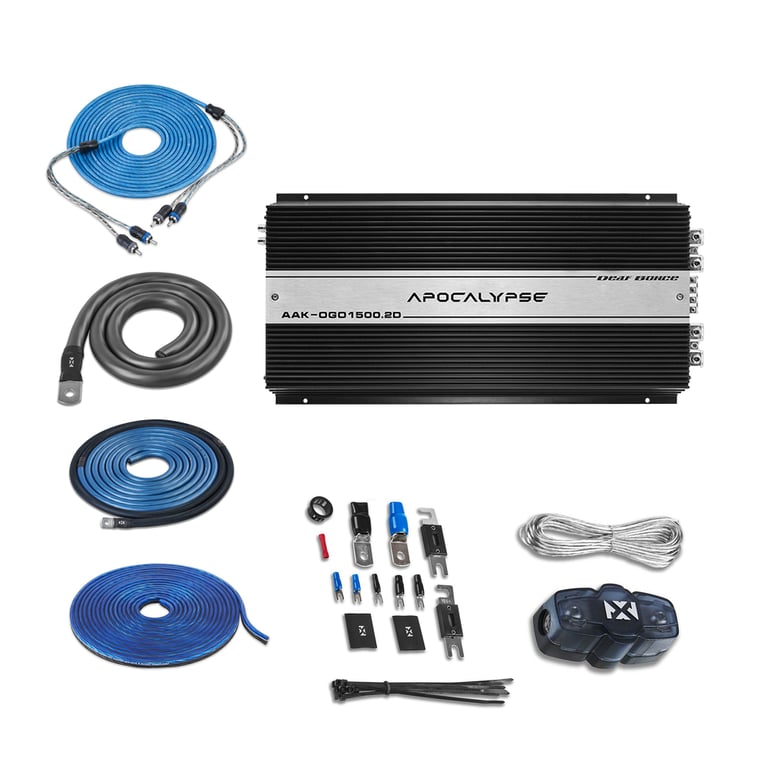Deaf Bonce AAK 1600.2 + NVX XKIT02 1/0 Gauge Amp Wiring Kit Image 1