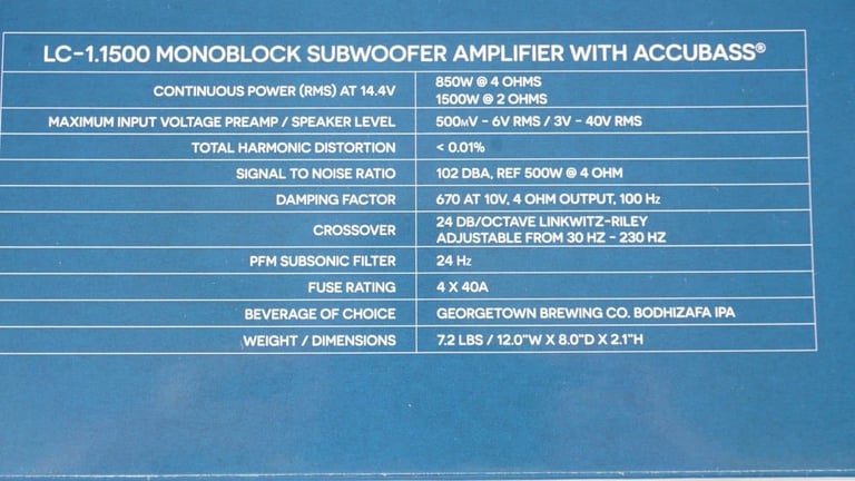AudioControl LC-1.1500 + NVX Premium 1/0 Gauge Amp Wiring Kit Image 22