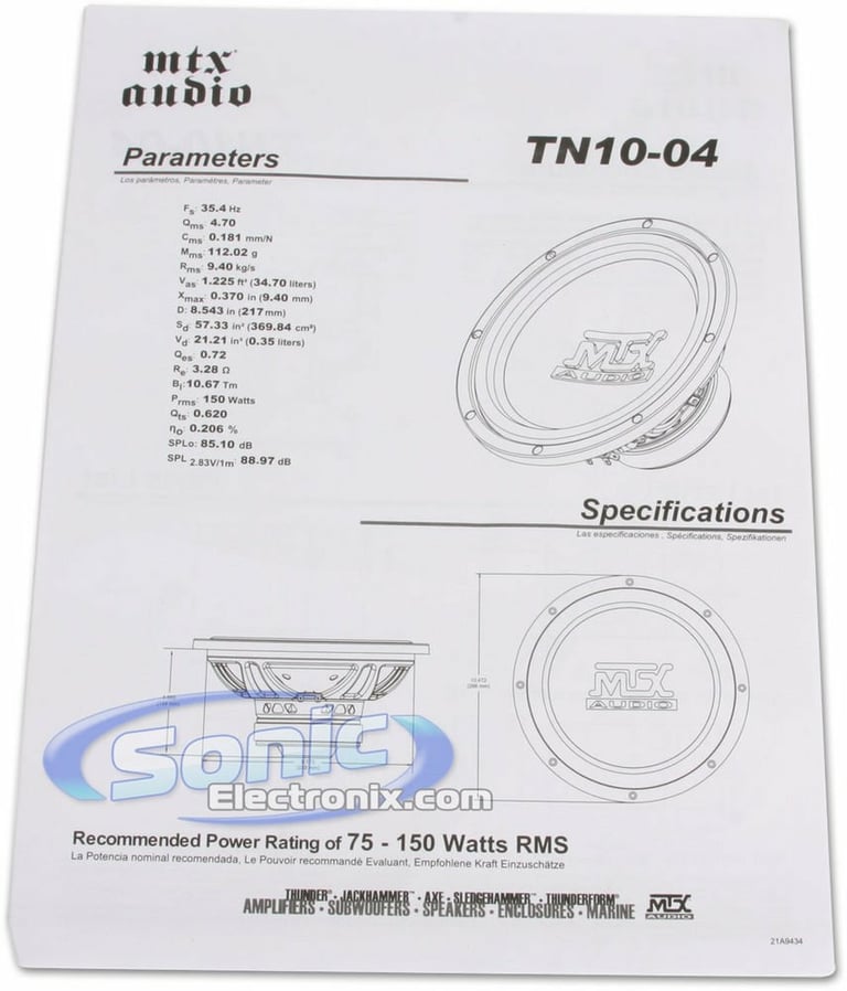 NEW MTX AUDIO TN10-04 10" 300W Car Power Subwoofer TN1004 + Vented Ported Box( Image 4