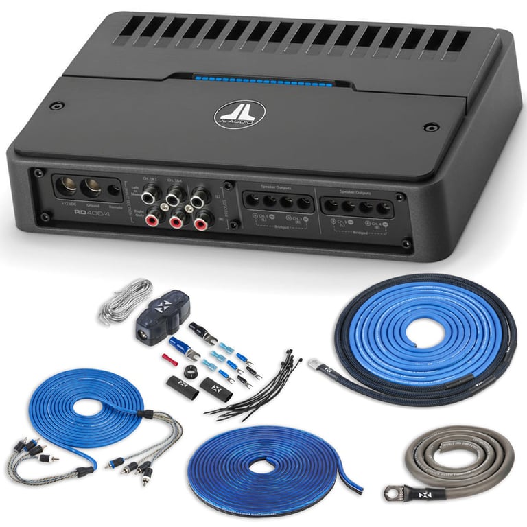 JL Audio RD400/4 with Amplifier Wiring Kit Image 1