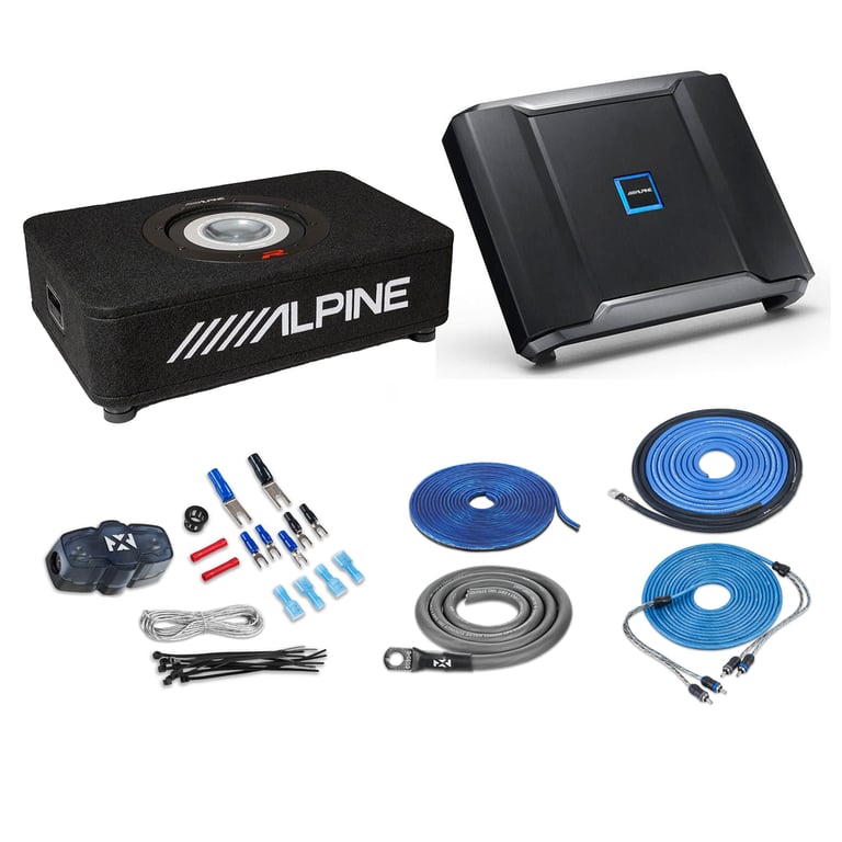 Alpine RS-SB10 + Alpine R-A75M + Amplifier Wiring Kit Image 1